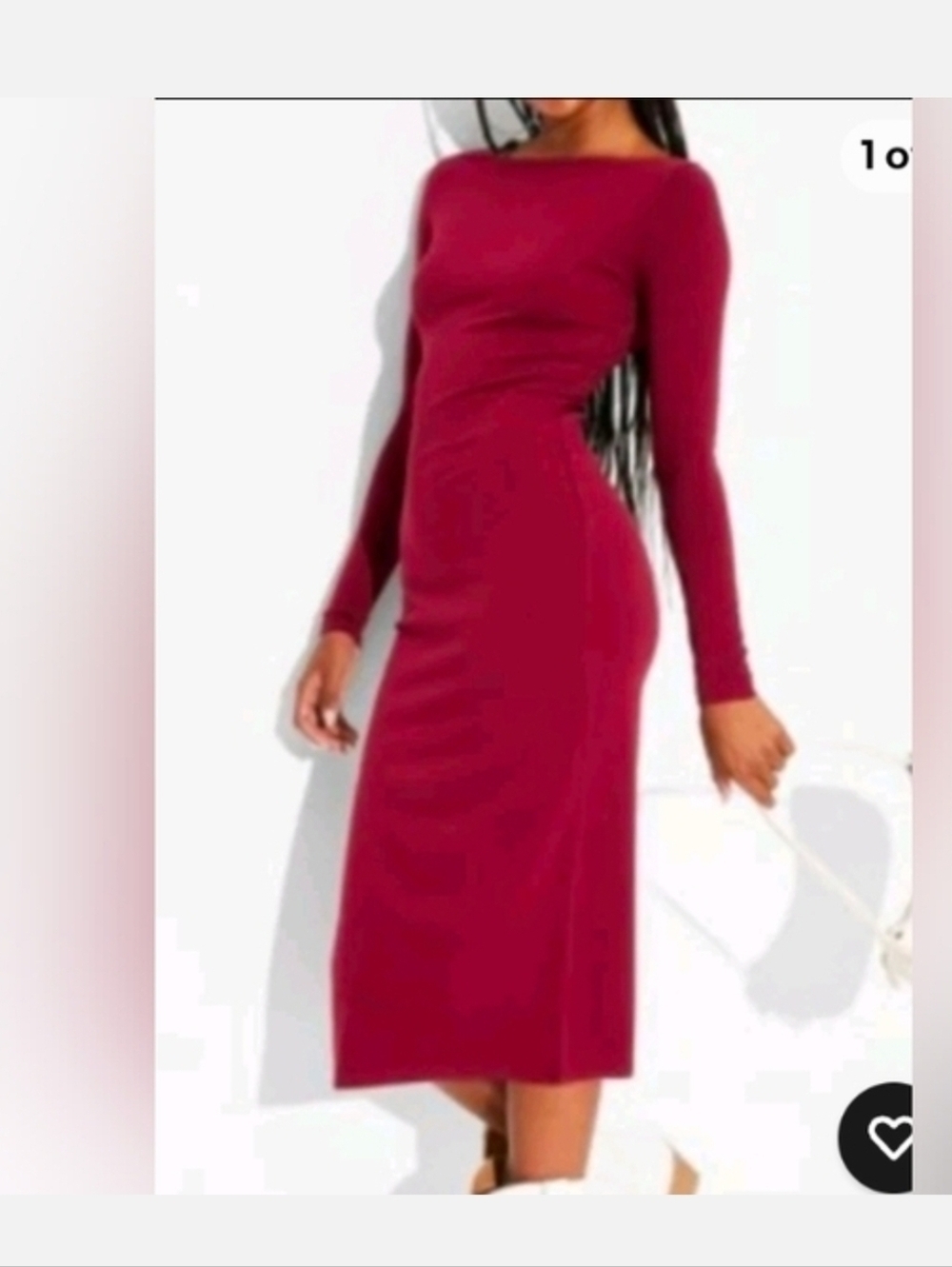 Wild Fable Red Bodycon Midi Dress XXS Long Sleeve Fitted Stretch NWT